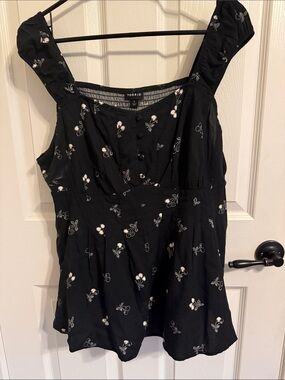 NWT Torrid Black Cherry Print Babydoll Tank Size 1 (14/16) Viscose Lyocell Top